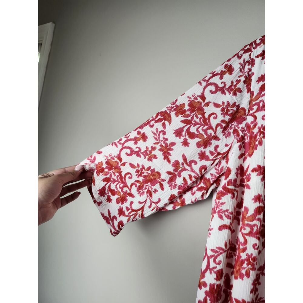 Magnolia Grace Tunic Top Plus Size 2X Red White Floral Embroidered - Picture 2 of 8